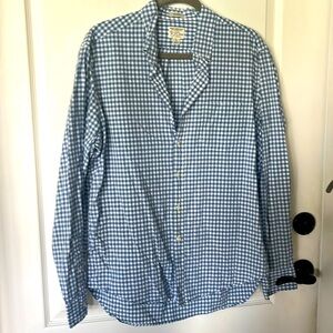 EUC J.Crew Classic Fit Button Up Shirt Mens Plaid Blue Long Sleeve Large